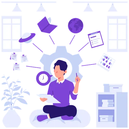 Student prepares for exam  Illustration