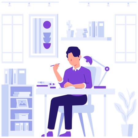 Student prepares for test  Illustration