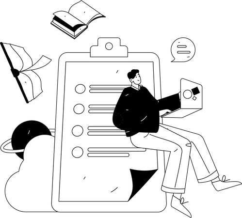 Student preparing for college exams  Illustration