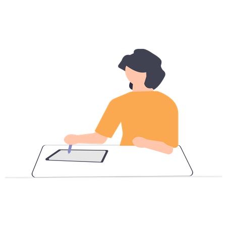 Student preparing for exam Illustration