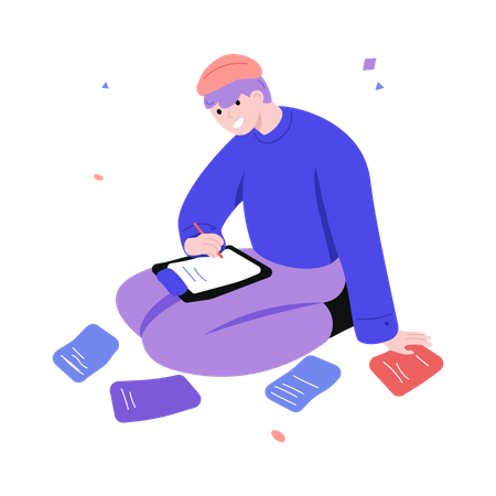 Student preparing for examination  Illustration