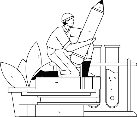 Student preparing for laboratory viva  Illustration