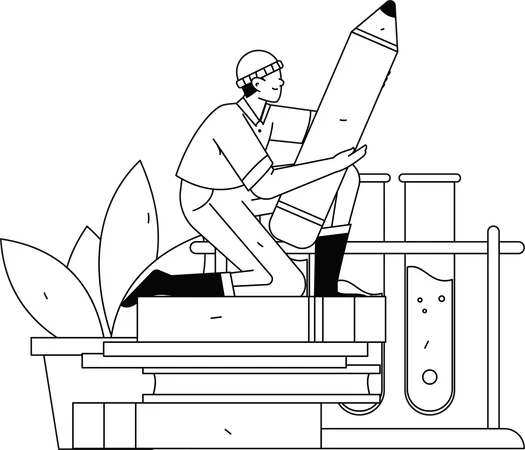 Student preparing for laboratory viva  Illustration