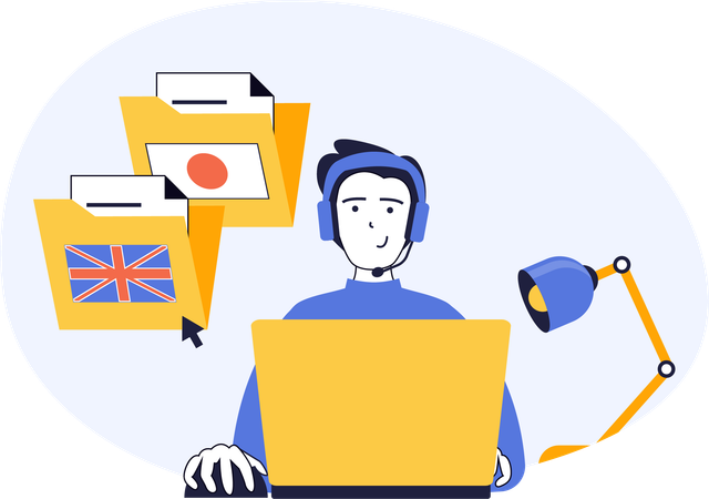 Student provides assistance for new language course  Illustration