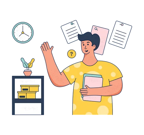 Student Raising Hand  Illustration