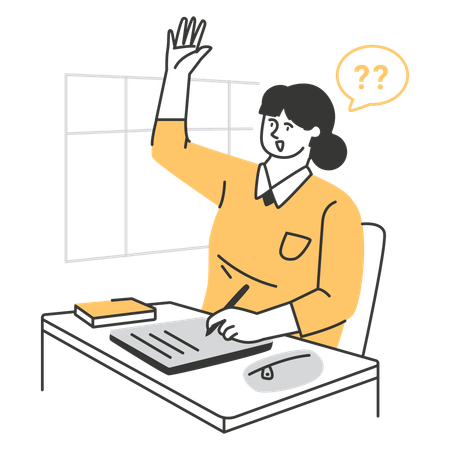 授業中に手を挙げる生徒  イラスト