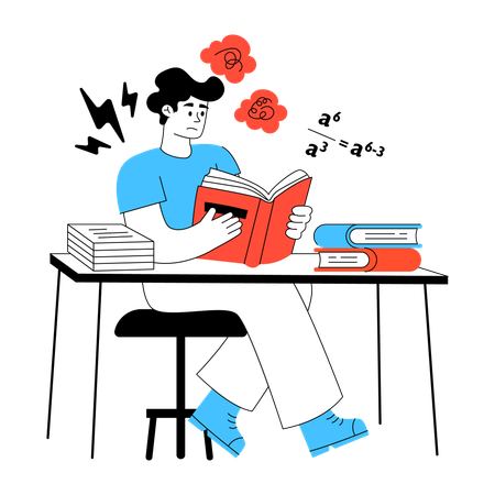 Student Reading Book  Illustration