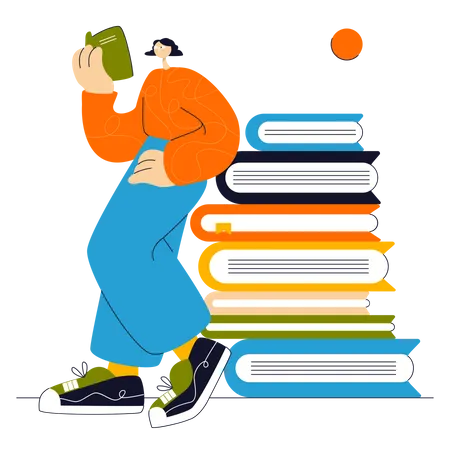 Student reading book Illustration