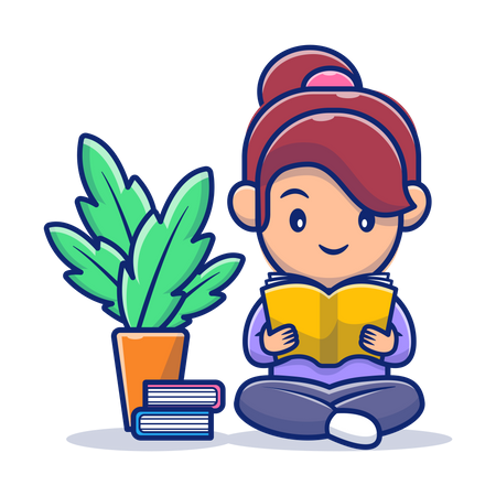 Student reading book at home Illustration
