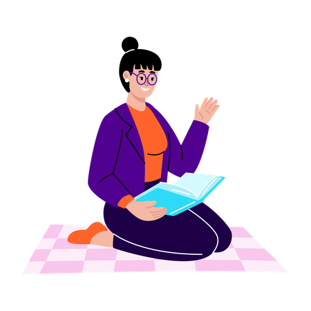 Student reading book at home  Illustration