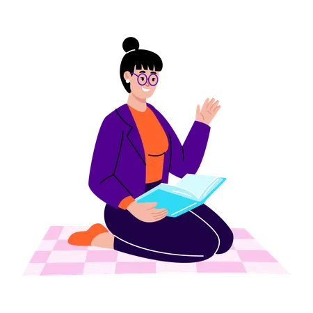 Student reading book at home  Illustration