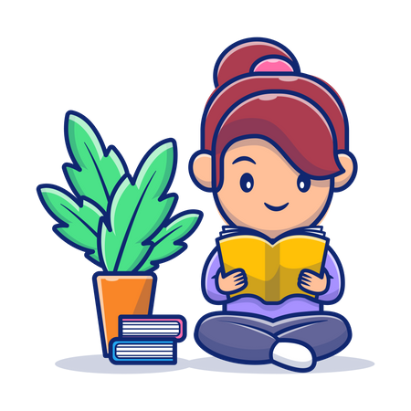 Student reading book at home  Illustration