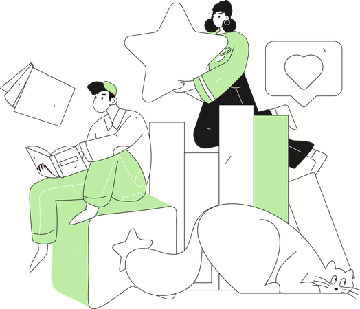 Student reading book for good grade  Illustration