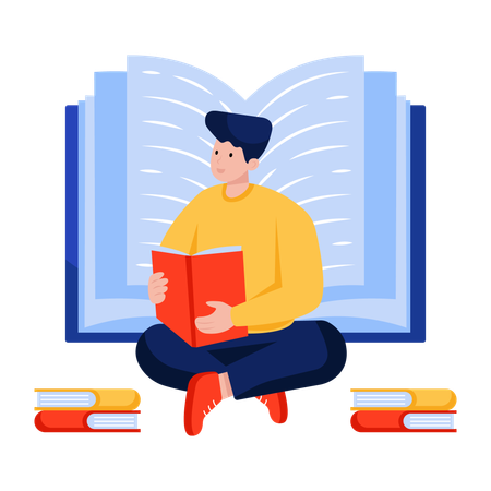 Student reading hobby book  Illustration