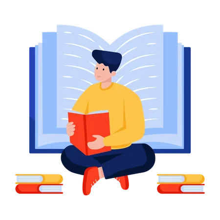 Student reading hobby book  Illustration