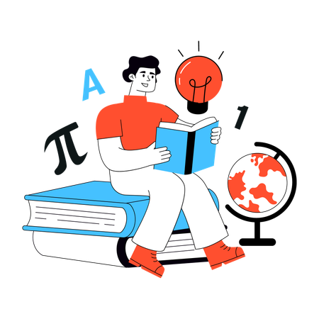 Student reads book for Creative Education  Illustration