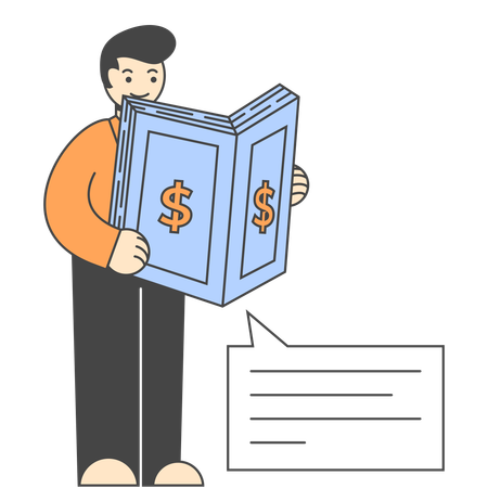 Student reads finance book  Illustration