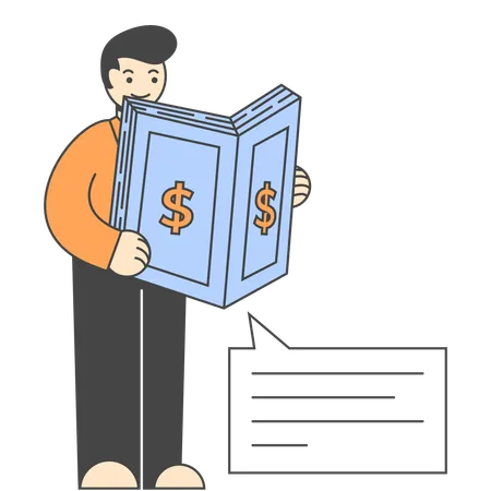 Student reads finance book  Illustration