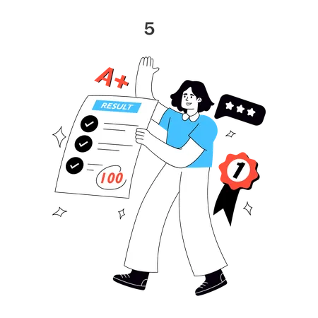 Student receives A Grade  Illustration