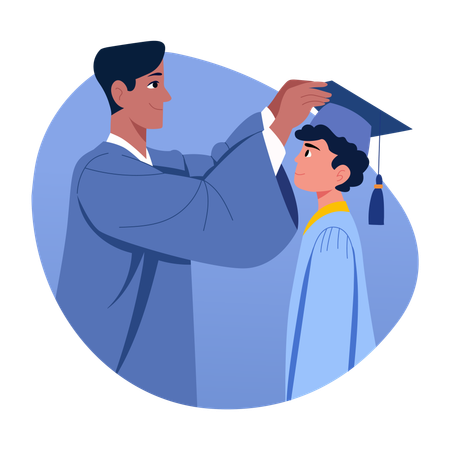 Student receiving graduation cap  Illustration