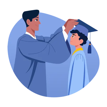 Student receiving graduation cap  Illustration
