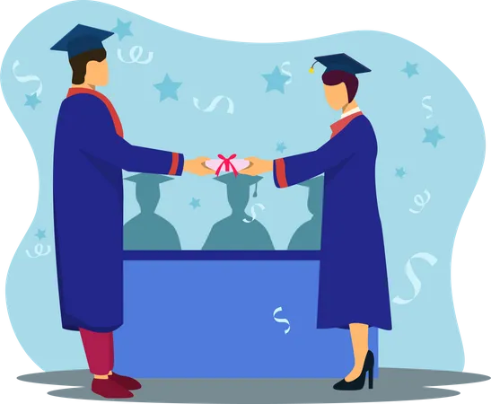 Student receiving graduation degree Illustration