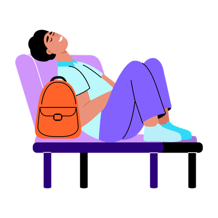 Student relaxing on chair  Illustration