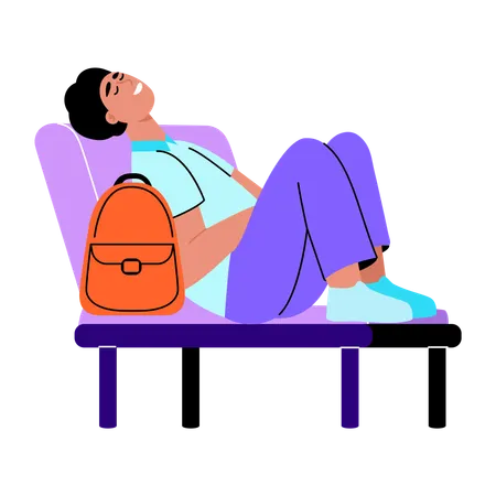 Student relaxing on chair  Illustration