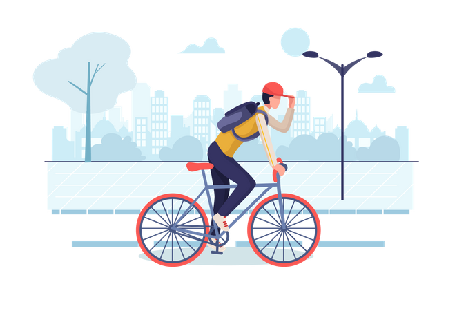 Student riding cycle to reach school  Illustration