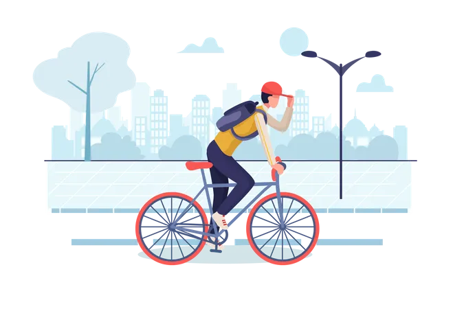 Student riding cycle to reach school  Illustration