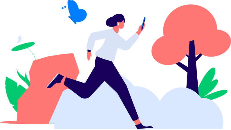 Student running for school  Illustration