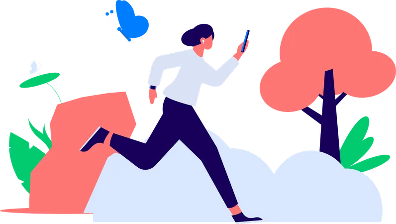 Student running for school  Illustration