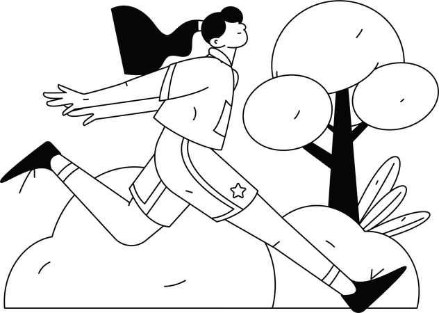 Student running for school  Illustration