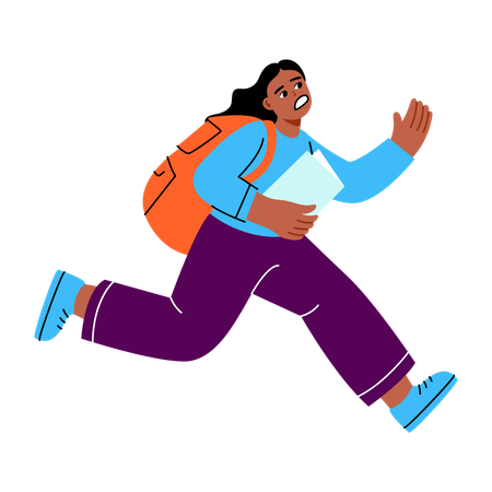 Student running late for school  Illustration