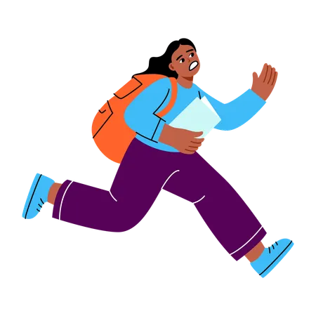 Student running late for school  Illustration