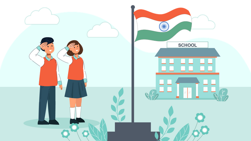 Student saluting on Indian republic day Illustration