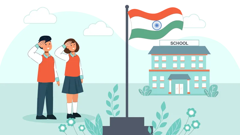 Student saluting on Indian republic day Illustration