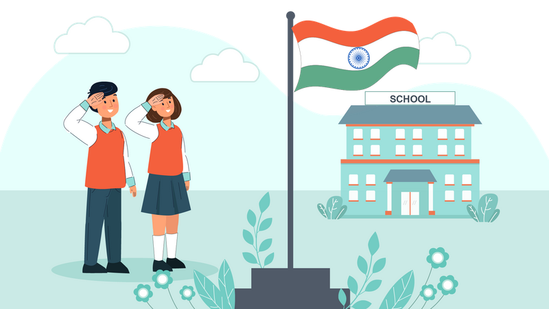 Student saluting on Indian republic day  Illustration