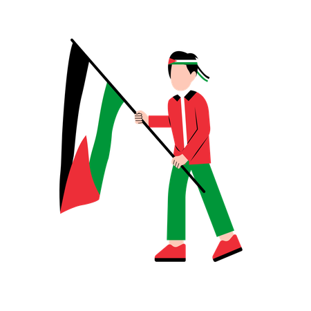 Student saves national flag  Illustration