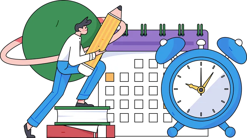 Student scheduling time management  Illustration