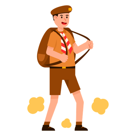 Student Scout with backpack  Illustration