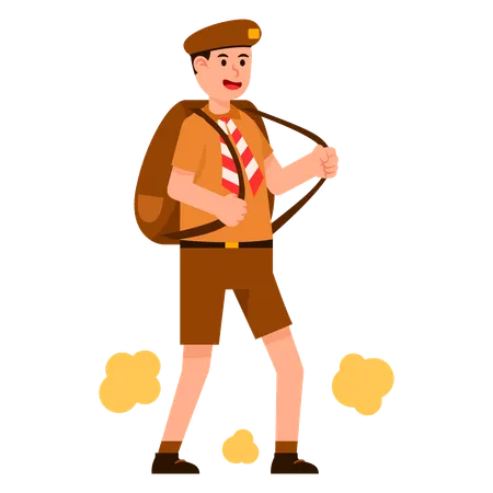 Student Scout with backpack  Illustration
