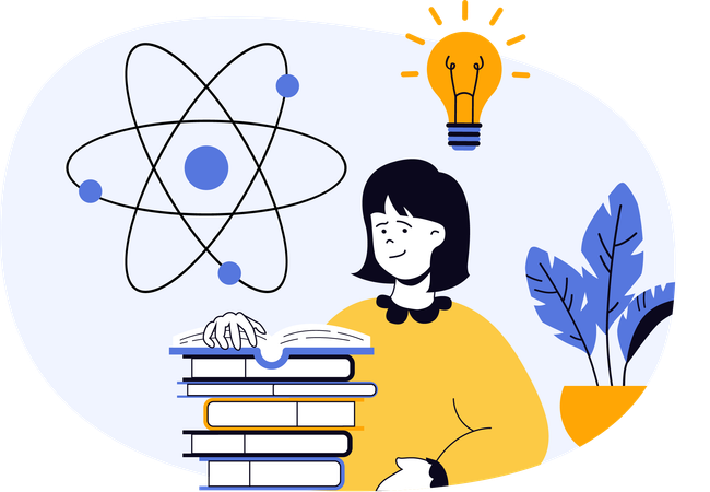 Student sharing ideas on chemical bonding of atoms  Illustration