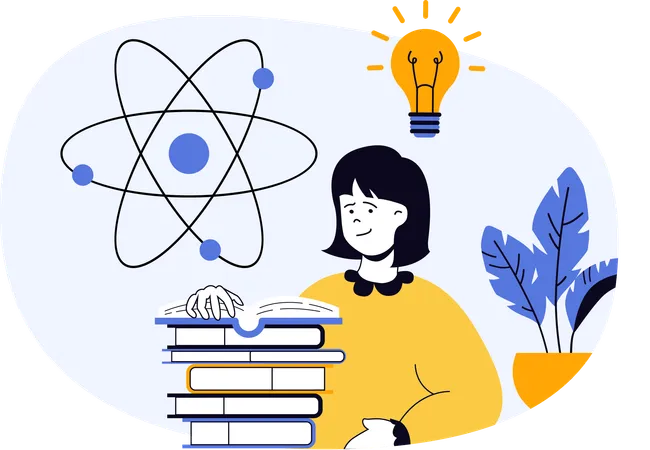 Student sharing ideas on chemical bonding of atoms  Illustration