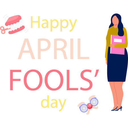 Student showing April fools day message  Illustration