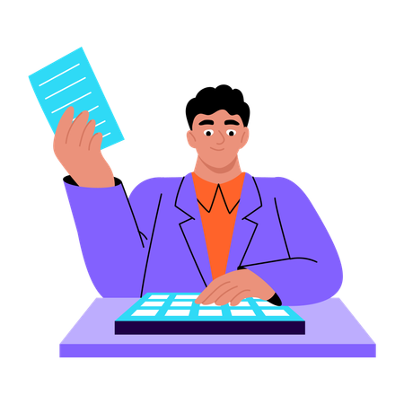 Student showing school assignment  Illustration