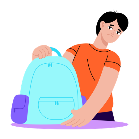 Student showing school bag  Illustration