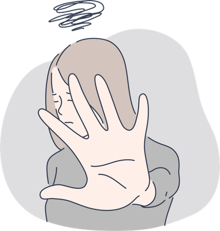 Student shows stop gesture  Illustration