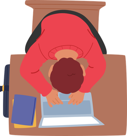 Student Sitting At Desk  Illustration