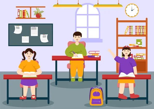 Student sitting in classroom  Illustration